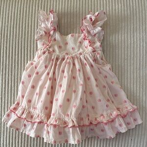 Cupcakes And Cashmere Baby Girl’s Pink Ruffled Dress With Hearts in Size 24M